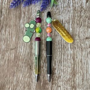 Writing Pen Pickles Funny Artisan Beaded Silicone Gift Custom Handcrafted Office